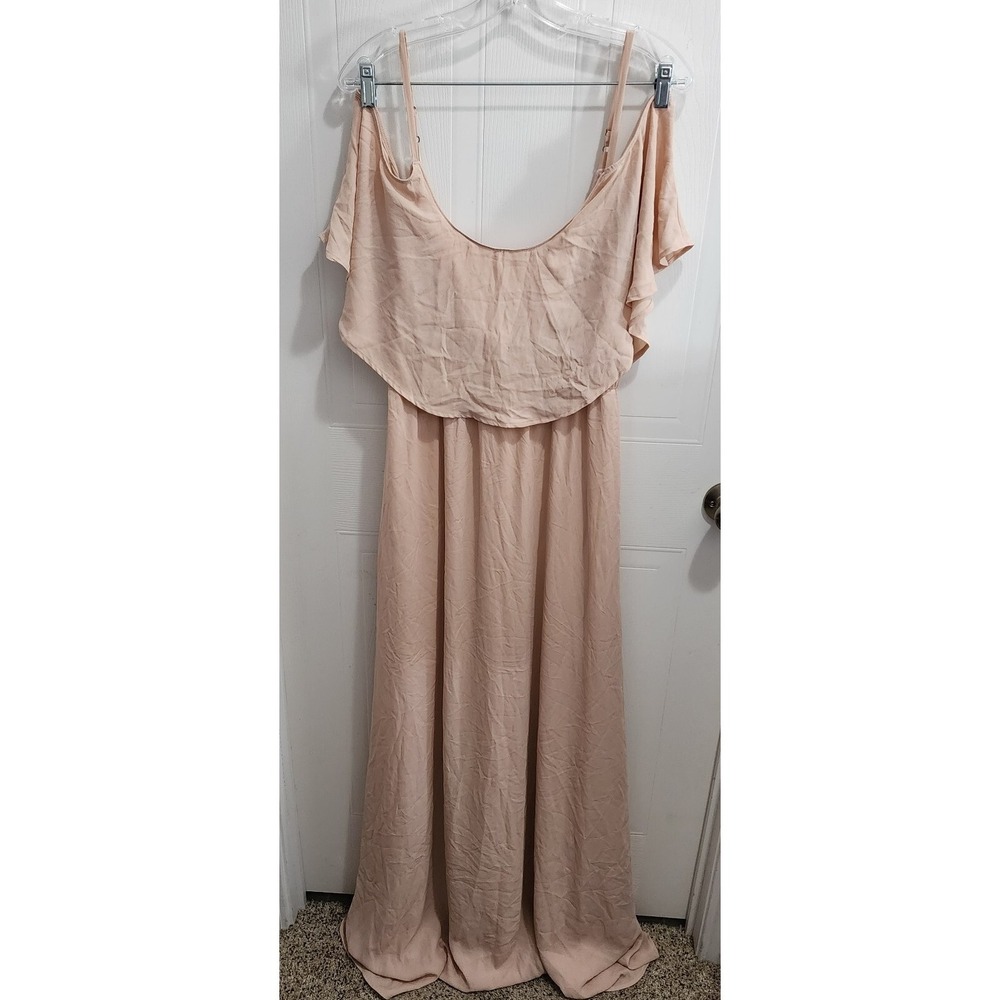 Show Me Your Mumu‎ Caitlin Ruffle Maxi Dress Women's Size XL Dusty Pink
